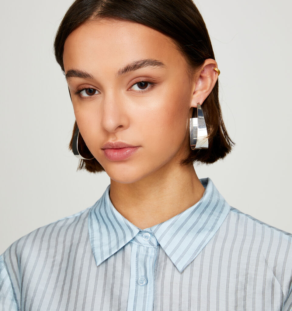 Oversized striped shirt - women's shirts - Light Blue | Sisley image number 5